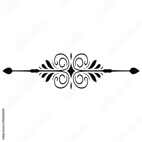 Black and white vector set of fishing hook and insect style elements with needle lines and nature design