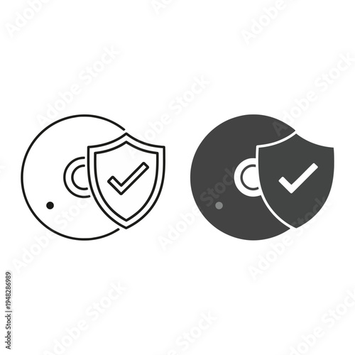 Vector of secure lock icons with shields
