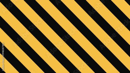 Yellow and black diagonal hazard warning stripes background vector illustration featuring industrial safety caution lines for construction and security zones.