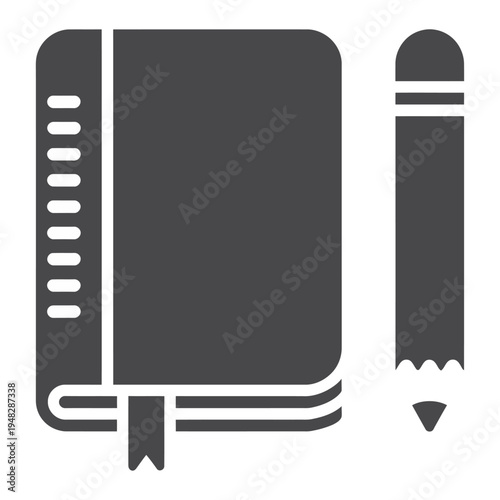 Vector of a notebook and pencil for writing