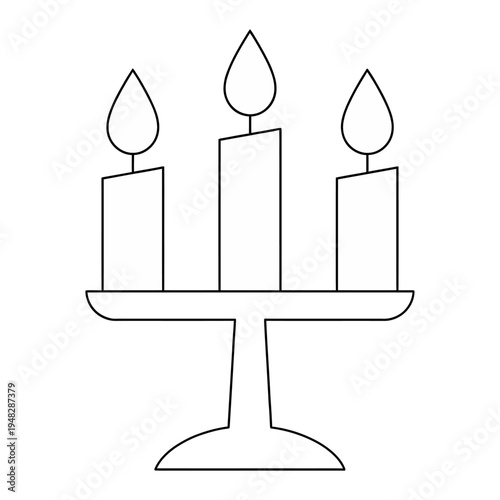 Hand-drawn vector of three lit candles on a stand