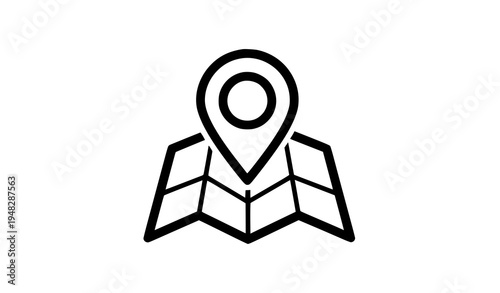 Travel Map Pin Icon Vector Black and White Navigation Location Symbol
