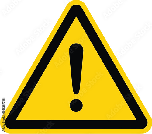 Warning triangle symbol indicating caution or potential hazard in a bright yellow color Vector