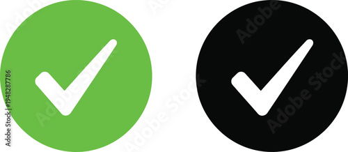 Green and black checkmark icons indicating approval or confirmation Vector