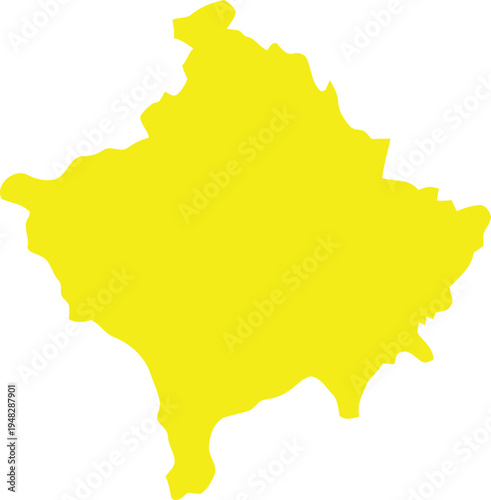 Geographical outline map of kosovo highlighted in bright yellow Vector