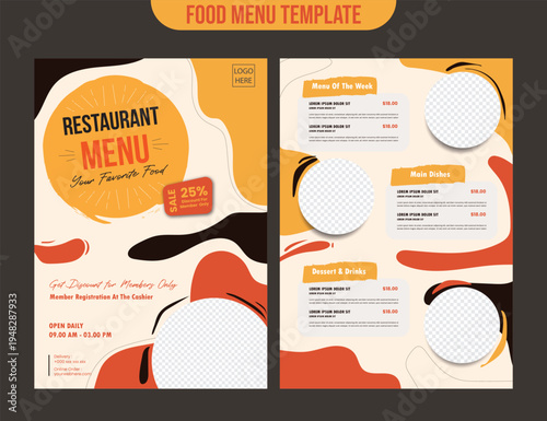 Set of digital food drink sale brochure menu for promotional restaurant and cafe poster marketing with editable photo background template design