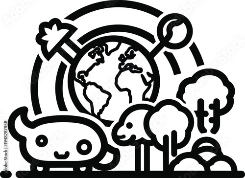 eco friendly cartoon, green earth