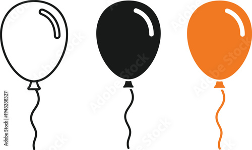 Three balloons of different colors and designs floating in the air Vector