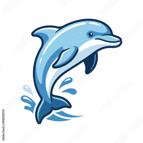 A playful illustration of a dolphin leaping gracefully from ocean waves, embodying joy and freedom. This vibrant image captures a moment of nature's beauty and energy.