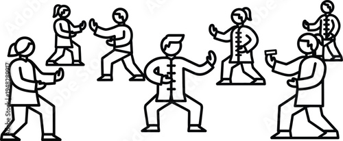 martial arts, kung fu, people, illustration