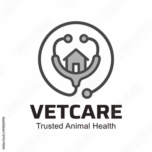 This logo illustrates a stethoscope encapsulating a house, emphasizing the importance of trusted animal health services provided in a domestic environment.