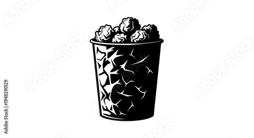 Stylized Popcorn Container Illustration on White Background.