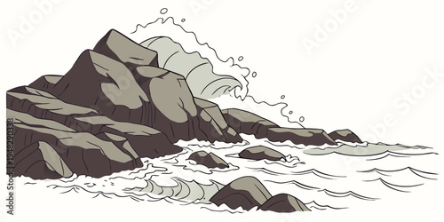 a large brown rock formation with jagged edges Vector