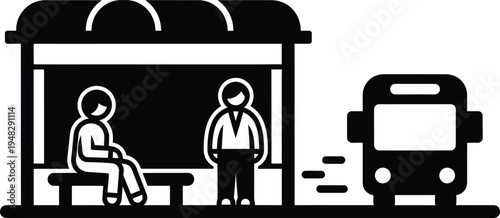 people waiting at bus stop