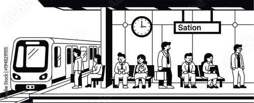 people waiting for train at subway station