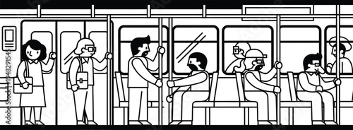 commuter train car with people