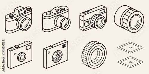 a collection of camera icons Vector