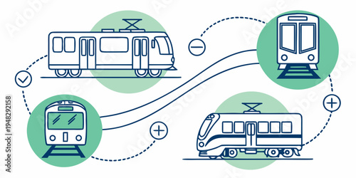 a diagram showing different types of trains Vector