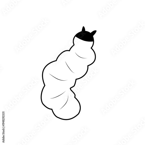 Maggots worms for halloween design. Scary insect larvae. Vector ilustration