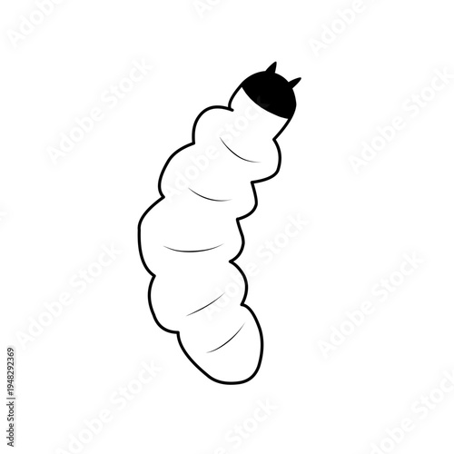 Maggots worms for halloween design. Scary insect larvae. Vector ilustration