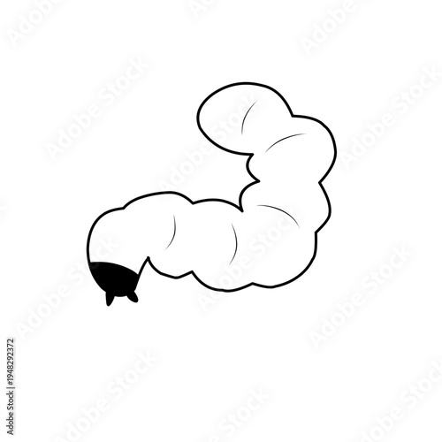 Maggots worms for halloween design. Scary insect larvae. Vector ilustration