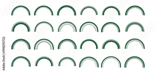Abstract semicircles arranged in rows against a black background