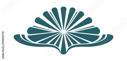 Abstract teal fan shape on black background decorative design