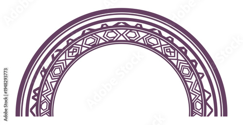 Decorative archway design with geometric patterns on a black background