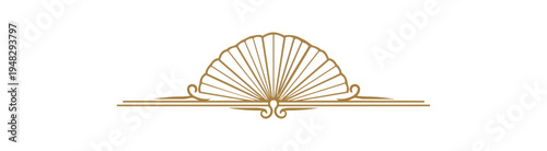 Decorative fan illustration with ornamental elements on black backdrop
