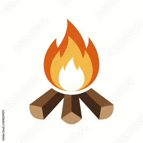 A warm and inviting illustration of a stylized campfire with flames and logs, evoking feelings of comfort, connection, and the joy of outdoor gatherings around a fire.