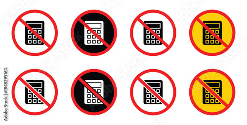 No Calculator icon. Calculators are not allowed in a specific setting, such as an exam and restricted work area.