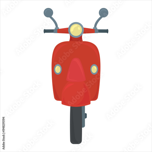A vibrant red vintage motor scooter isolated on white background Vector