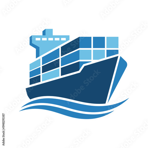 A sleek cargo ship logo, designed for businesses in the shipping and transport sector. It represents efficient logistics and global trade over water.