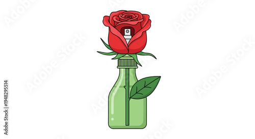 On April Fool's Day, people celebrate with a red rose in a green glass bottle.