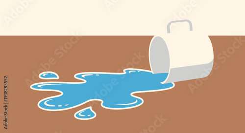 April Fool's Day Water Spill on Brown Floor with Blue Liquid