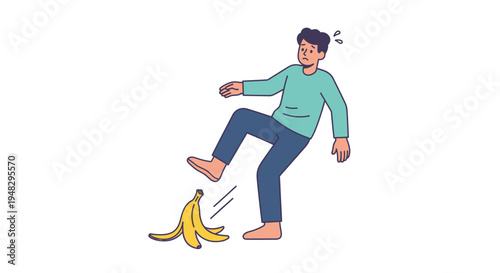 Man slips on banana peel on April Fool's Day in office