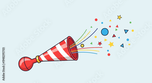 Celebrating April Fool's Day with Party Horn and Colorful Confetti
