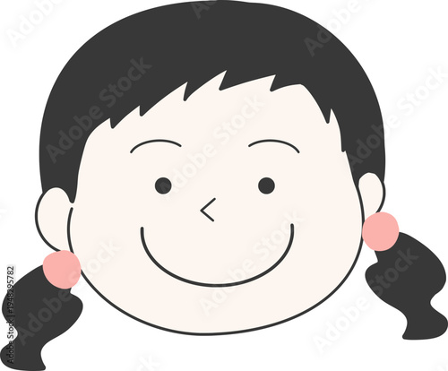 아래 양갈래로 묶은 머리의 여자아이