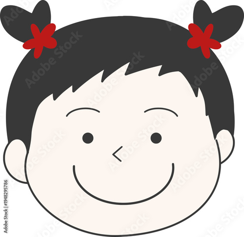 하트 모양의 양갈래 머리를 한 여자아이