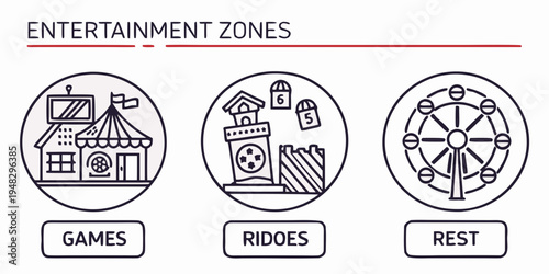 entertainment zone icons Vector