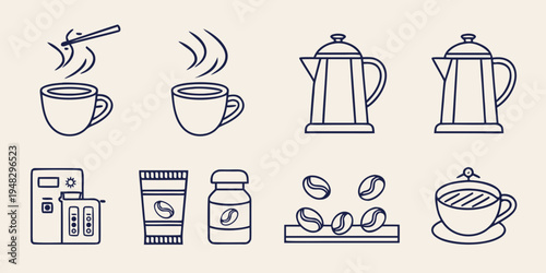 a collection of coffee and tea icons Vector