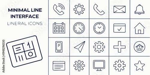 a collection of 20 minimal line interface icons Vector