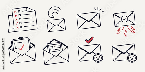 a set of email icons in various states Vector