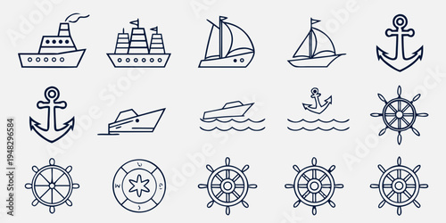 a collection of nautical icons and symbols Vector