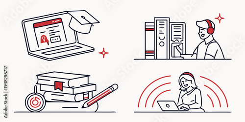 a set of four icons related to business and technology Vector