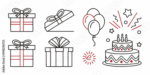 birthday celebration icons Vector