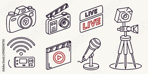 a collection of media and journalism icons Vector