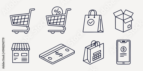 a collection of e-commerce and shopping icons Vector