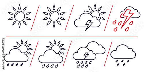 a set of weather icons for different conditions Vector
