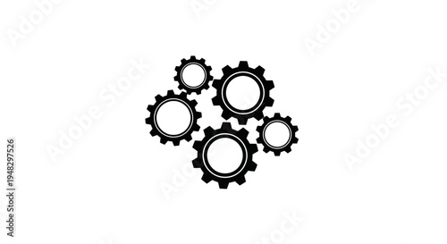 Interlocking Gears Symbolizing Teamwork and Mechanical Processes in Black and White.